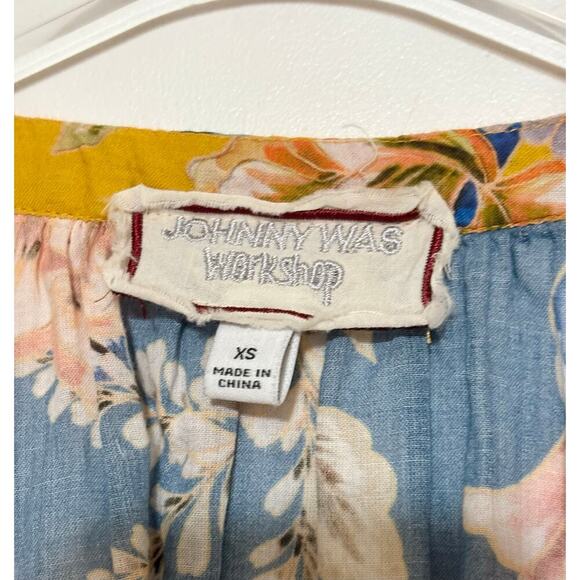 Johnny Was Workshop Yellow Floral Blouse Size XS - Picture 6 of 6